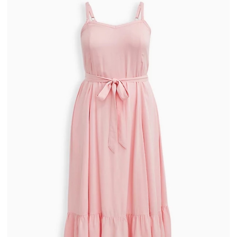 Torrid Light Pink Gauze Tiered Maxi Dress 00X - Picture 3 of 4